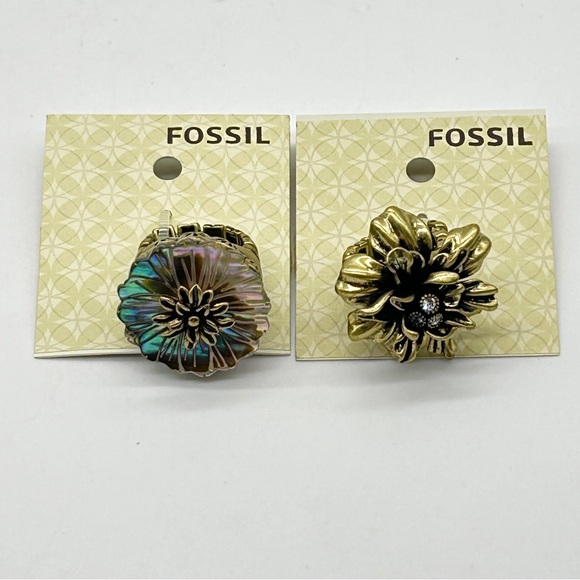 Fossil Rings 2 Stretch Flower NEW - Picture 1 of 12